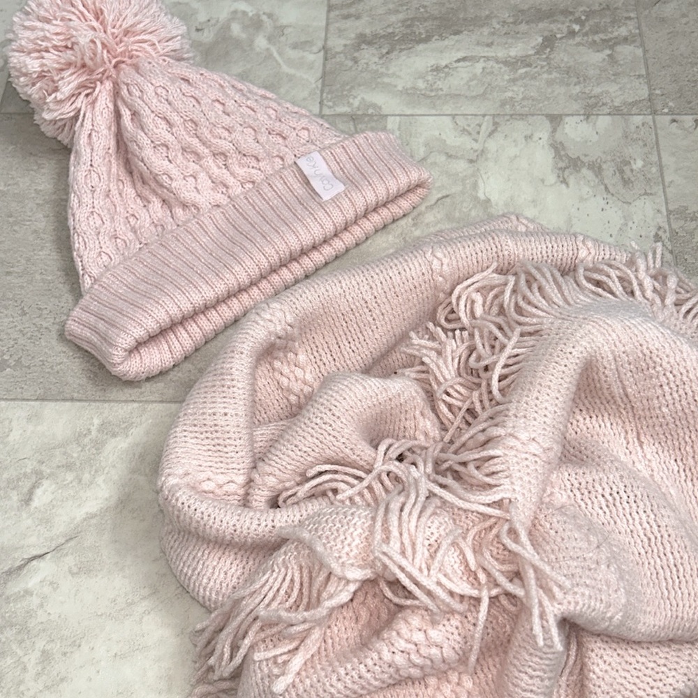Matching beanie and infinity scarf